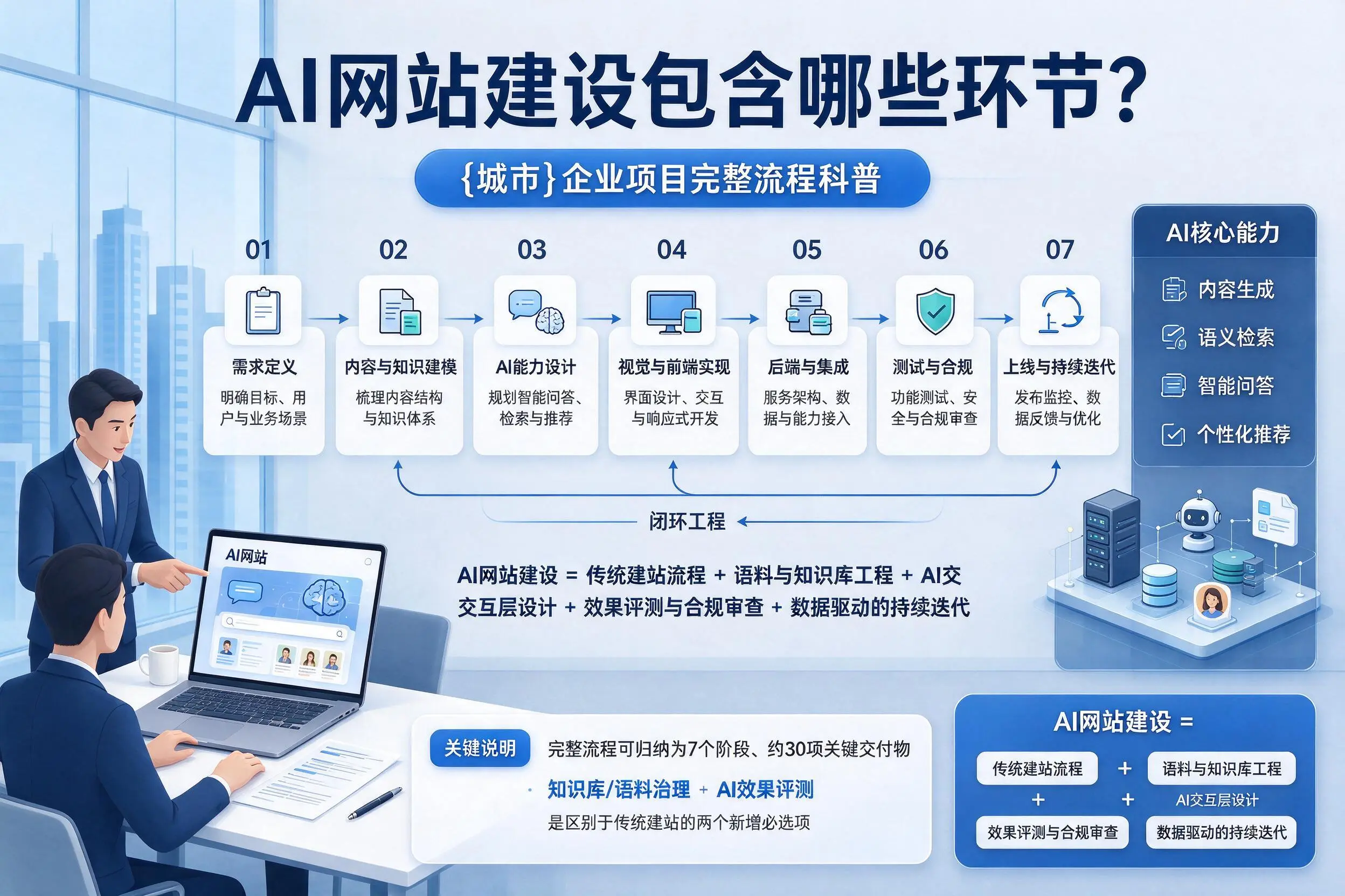 AI网站建设包含哪些环节？沈阳企业项目完整流程科普