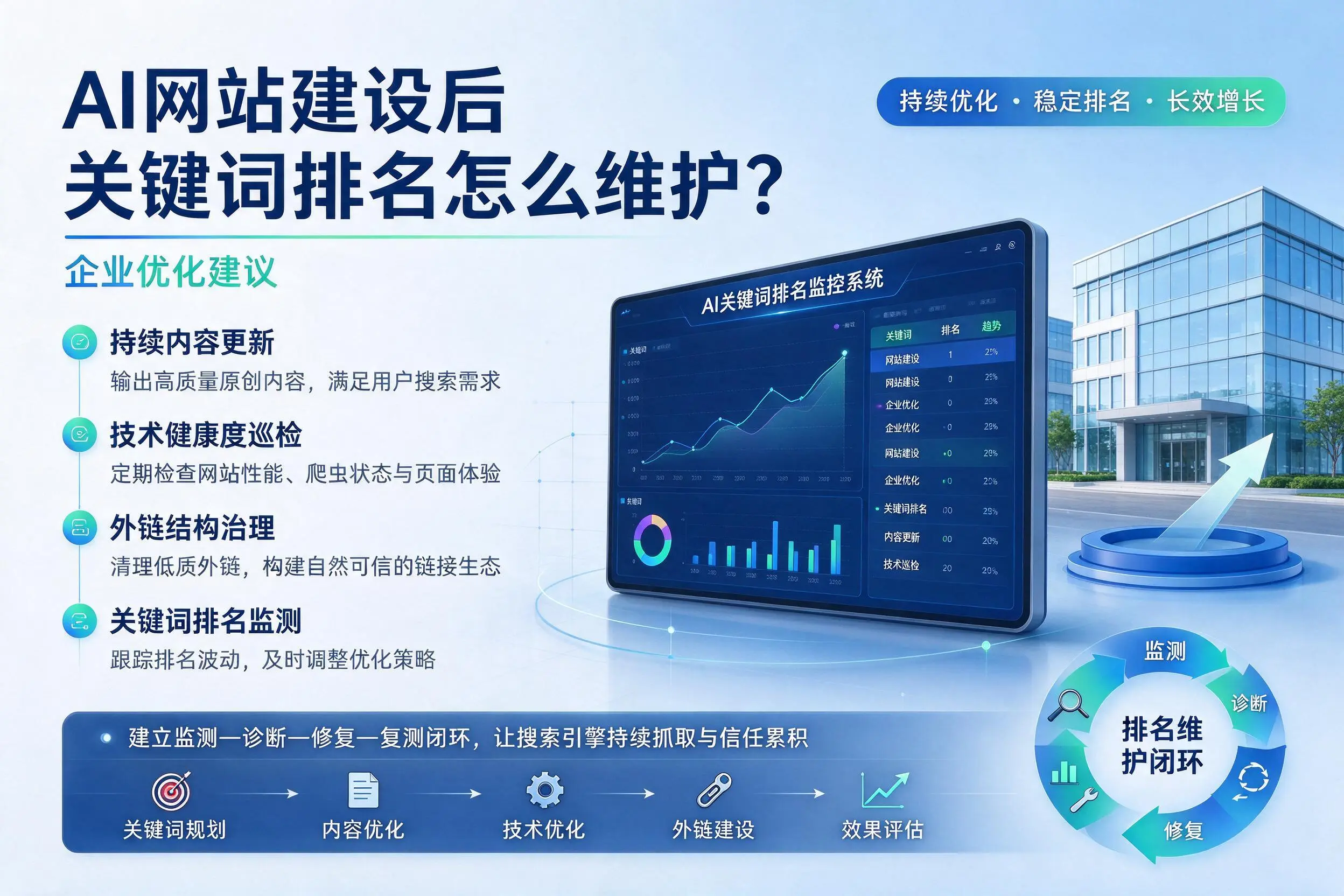 AI网站建设后关键词排名怎么维护？沈阳企业优化建议