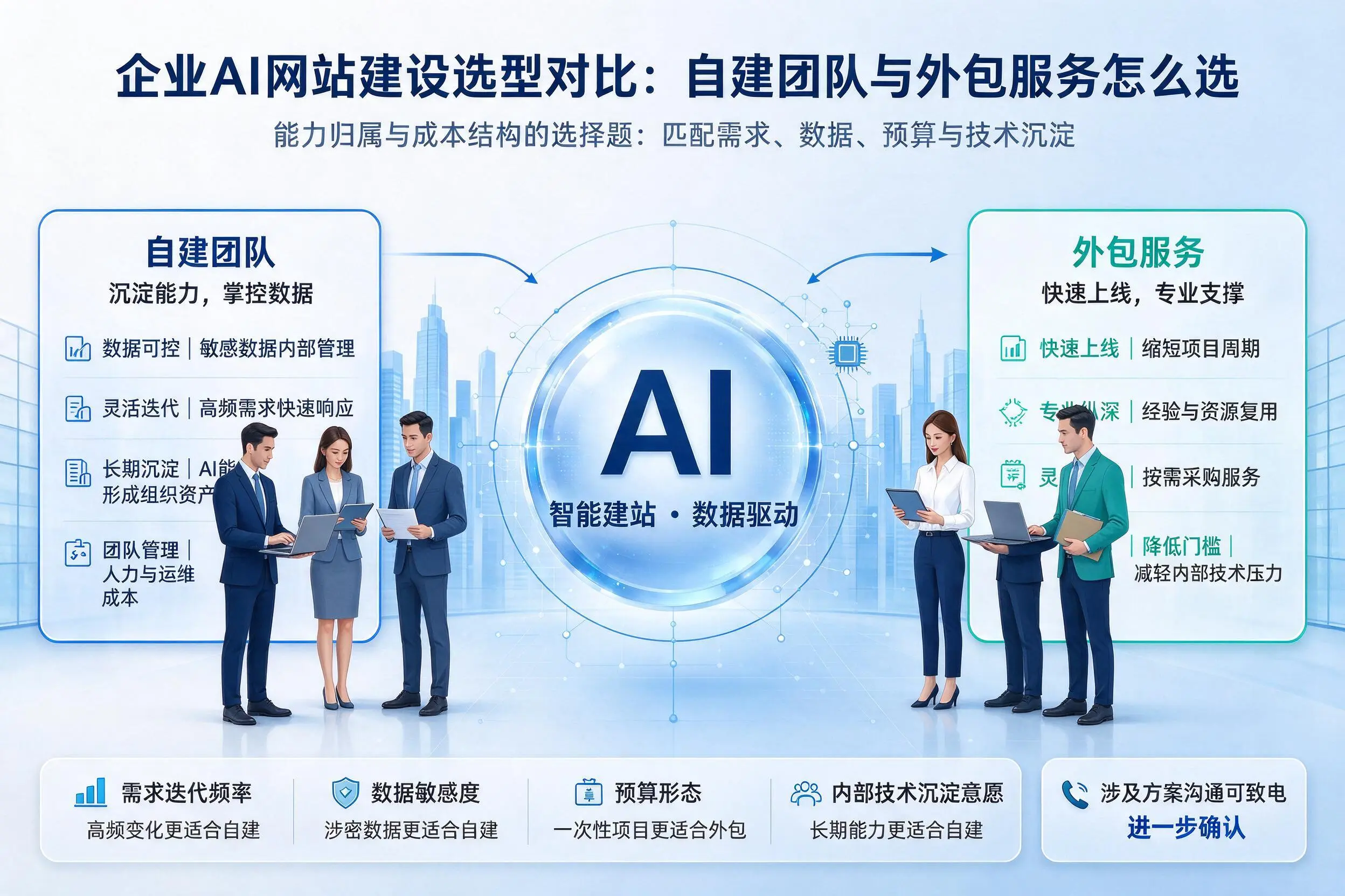 沈阳企业AI网站建设选型对比：自建团队与外包服务怎么选